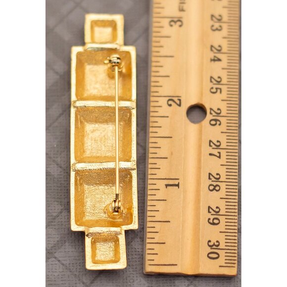 Vintage Golden Squares Geometric Brooch - G25 - Picture 2 of 2